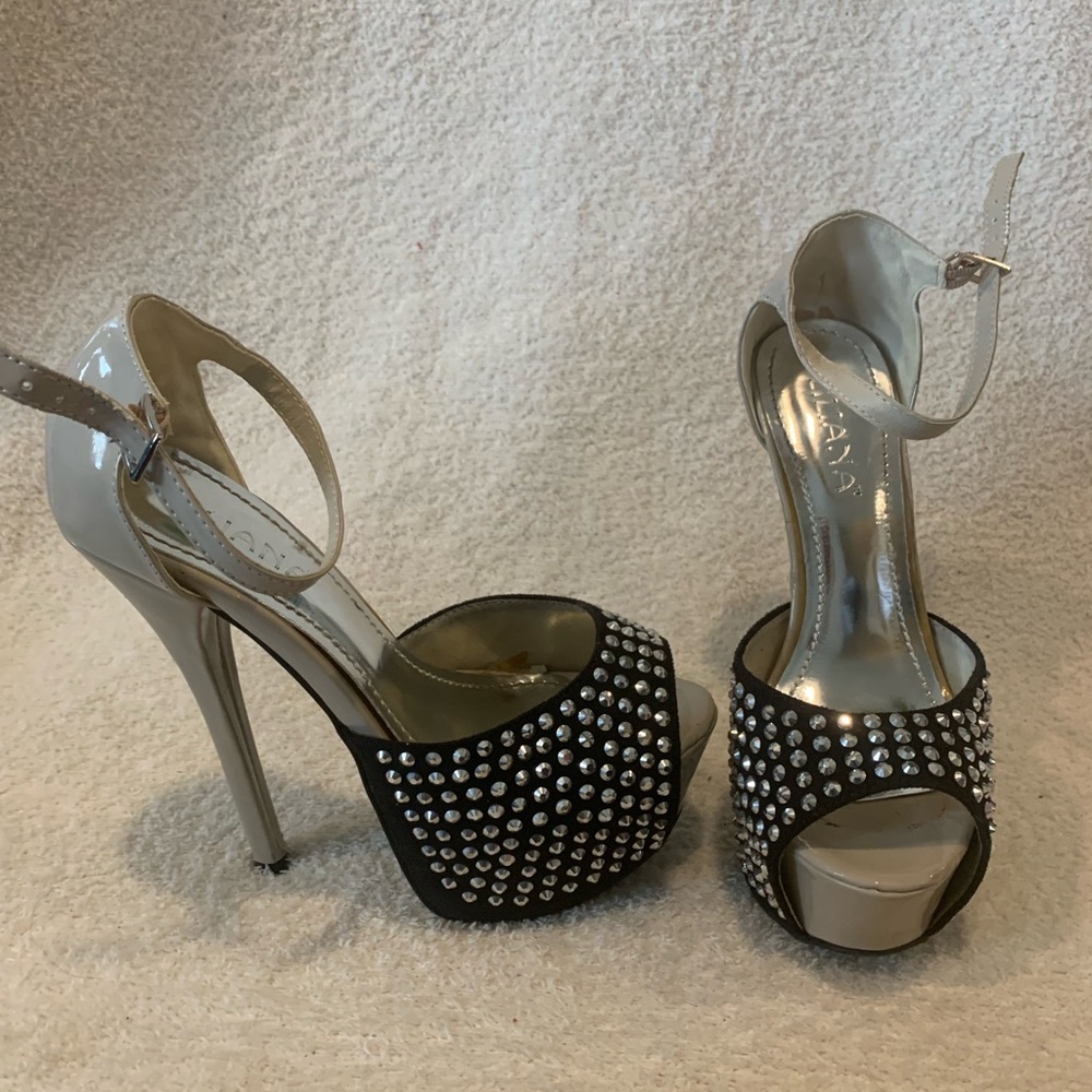 Elegant Black and Silver Studded Women's Heels
